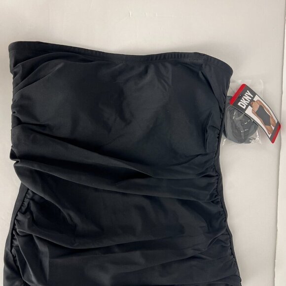 NWT DKNY Black One Piece Strap/Strapless Bandeau Maillot Swimsuit Sz XS - Picture 4 of 9